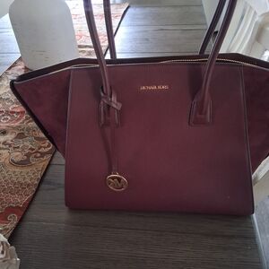 MICHAEL Michael Kors Burgundy Tote with Gold Accents